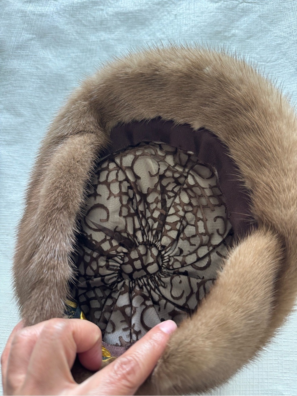 Eaton Natural Brown Fur Hat with Gold-Trim Label - Picture 3 of 8